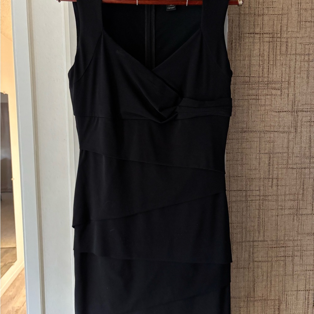 White House Black Market Elegant Black Layered Midi Dress